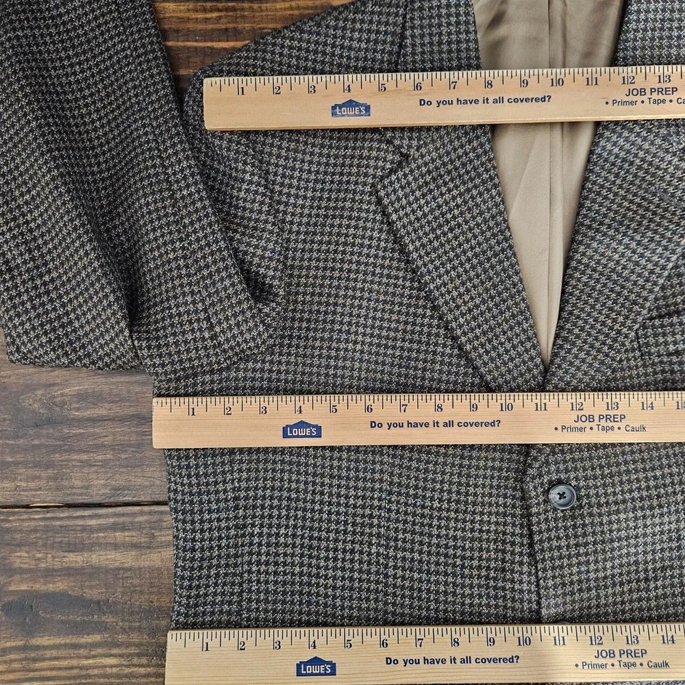 VTG RBM Men's Sport Coat Blazer Three Button Brown Houndstooth Lambs Wool 42R